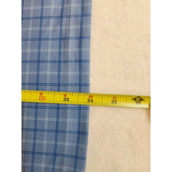 Lands End Golf Polo Shirt Mens 4XLT 4XL Tall Check Blue Long Sleeve Preppy - Picture 10 of 10